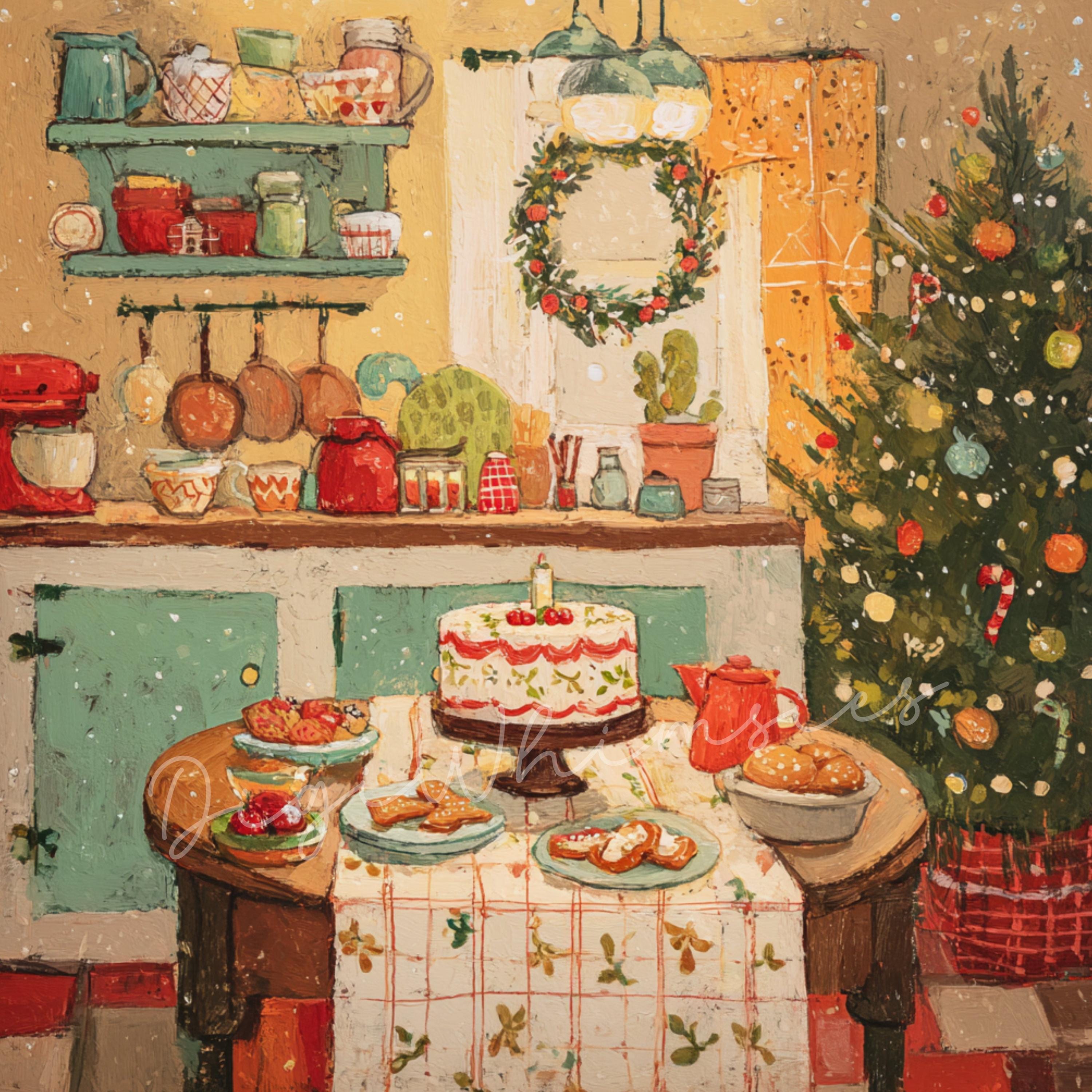 Christmas Kitchen Clipart – Whimsical House Interior Baking Holiday ...