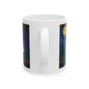 Cute Ghost Halloween Mug, Pixel Art Witch Hat Ghost Coffee Cup, 11 oz White Ceramic image 3