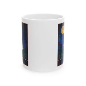 Cute Ghost Halloween Mug, Pixel Art Witch Hat Ghost Coffee Cup, 11 oz White Ceramic image 2