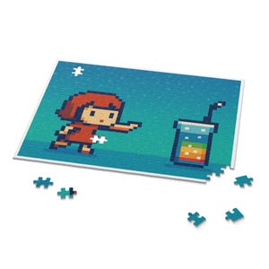 252 Piece Pixel Art Puzzle, Retro Girl and Rainbow Soda Bild 2