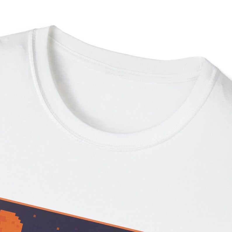 Pixel Art Trick or Treat Halloween T-Shirt, Haunted House and Pumpkins, Retro Game Tee image 3