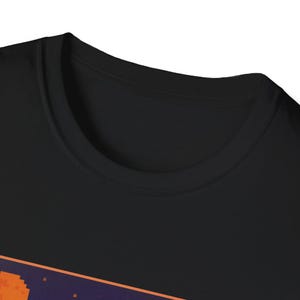 Pixel Art Trick or Treat Halloween T-Shirt, Haunted House and Pumpkins, Retro Game Tee image 4