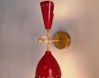 The Nautical Decor Applique murale Diabolo Paire d'appliques murales italiennes modernes Souci Décorations d'intérieur Laiton Lampes murales italiennes, TND00034