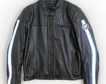 Men BMW Motorrad Heritage Twin Stripes Leather Motorcycle Jacket