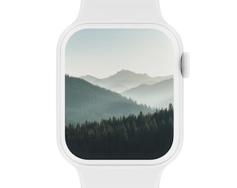 Natuur berg Apple Watch Wallpaper Minimal Forest wijzerplaat digitale download