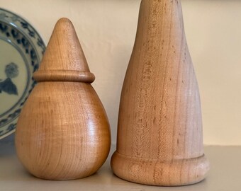 Set of 2 Minimalist Tweedle Dee and Tweedle Dum Wooden Decorative Items, Bookshelf Wealth, Staging Items