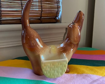 Mid Century Modern Dachshund Ceramic Valet, Charming, MCM, Ceramic, Dachshund Dresser Caddy, Kitsch