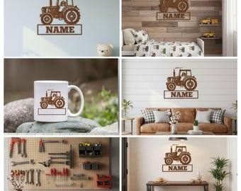 Personalisiertes Traktor-Namensschild | Bauernhof Kinderzimmer Deko Laser Cut Datei (Digitaler Download)