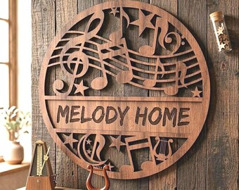 Letrero con nombre musical en formato SVG: Letrero de pared personalizado cortado con láser (descarga digital)