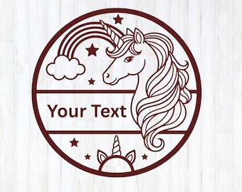 Letrero de unicornio personalizado SVG - Decoración para habitación infantil cortada a láser (descarga digital)