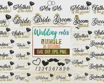 Paquete SVG de boda. Roles de boda. Novia y novio (dxf, png)