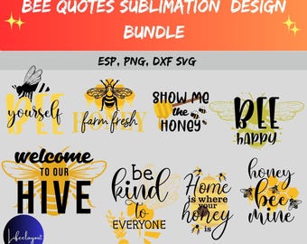 Paquete de diseños de camisetas con frases sobre abejas para sublimación en formato PNG (descarga digital)