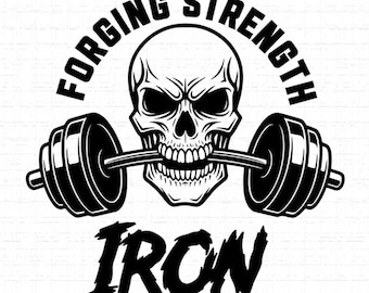 Skull Weightlifting Iron SVG, Gym Fitness Design (Digital Download