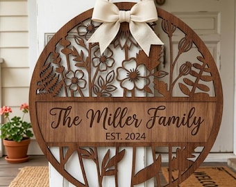 Custom Wildflower Family Sign | Laser Cut Wood Wall Art (Digital Download)