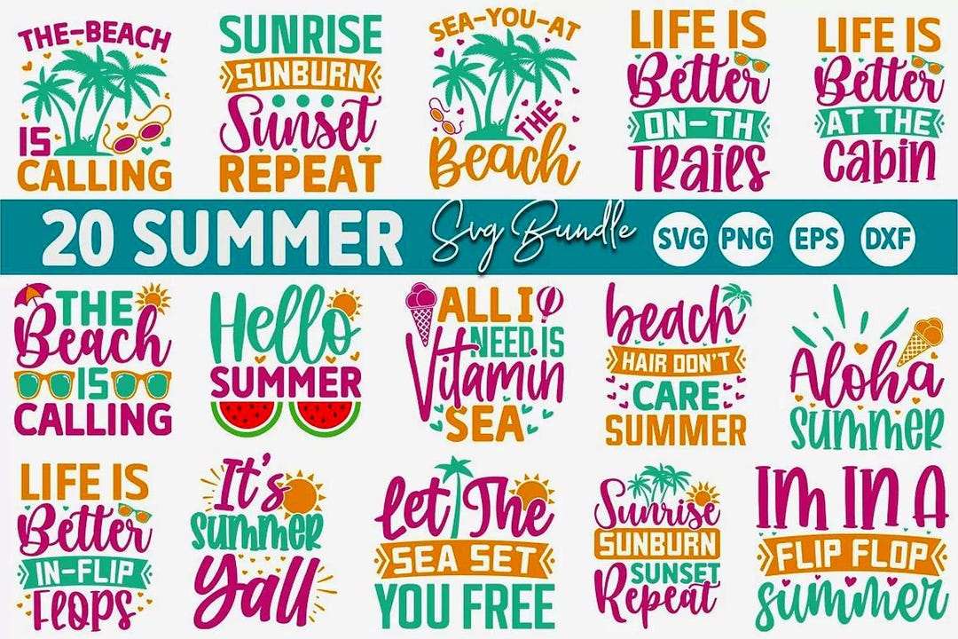 Summer SVG Bundle – Beach, Aloha, Tropical Cut Files (digital Download ...