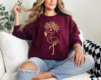 Corona de flores de flamenco SVG / Diseño floral de animales bebés (descarga digital)