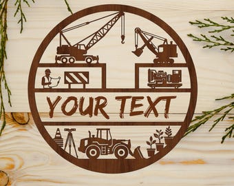 Letrero SVG con nombre de construcción: Decoración personalizada para la pared de la habitación infantil con temática de excavadora (descarga digital)