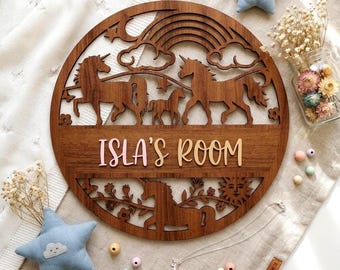 Unicorn Name Sign laser cut SVG: Unicorns personalized kids room decor (Digital Download)