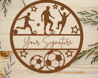 Fußball Namensschild SVG: Sport Laser Cut personalisiertes Schild Vorlage (digitaler Download)