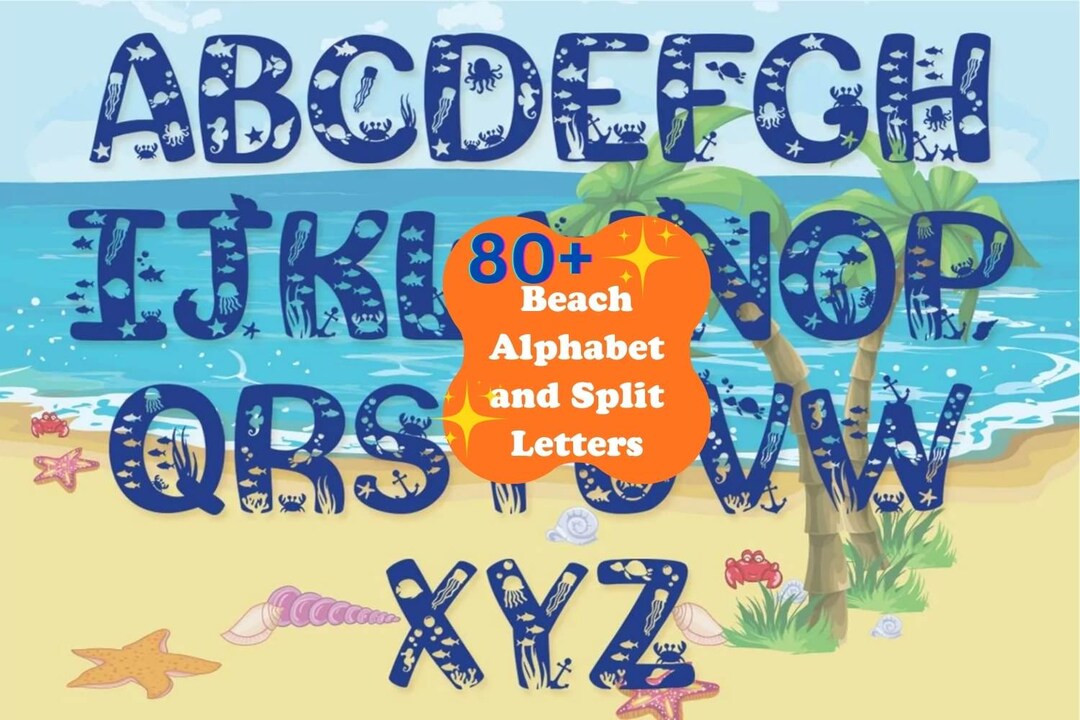 Beach SVG Alphabet and Split Letters Cut Files Pack - Etsy