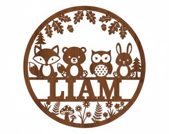 Safari Animals Name Sign SVG: Laser Cut personalized sign (digital download)