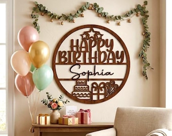 Diseño SVG de sublimación para letrero de feliz cumpleaños con nombre, archivo de corte personalizado para cumpleaños con nombre, imágenes prediseñadas para fiestas de cumpleaños para camisetas, tazas y descargas digitales.