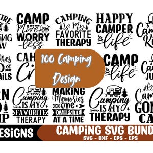 Camping SVG Bundle 100 Designs | Camper Quotes | Cricut & Silhouette Cut Files