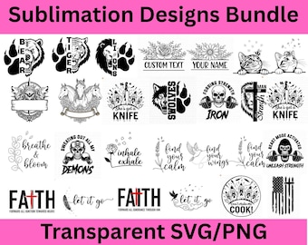 Paquete de diseños de sublimación inspiradores, PNG SVG (descarga digital)