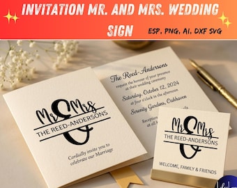 Invitación de boda para el Sr. y la Sra. (SVG, AI, EPS)