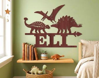 Personalisierte Dinosaurier Namensschild - Laser Cut SVG Vorlage (Digitaler Download)