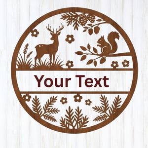 Woodland Deer & Squirrel Split Frame SVG – Forest Nature Scene (Digital Download )