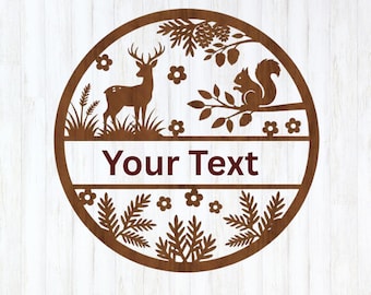 Skogsmarkshjort & ekorre Split Frame SVG – Skogsnaturscen (digital nedladdning)