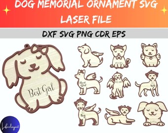 Adorno conmemorativo para perro SVG Archivo láser / Adorno de huella de mascota SVG