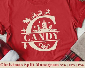 Paquete SVG de monogramas navideños divididos - Monograma navideño PNG