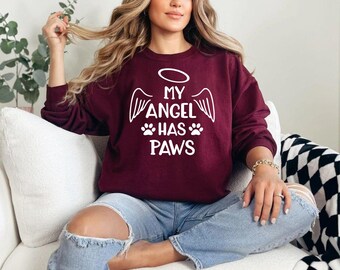 Archivo SVG conmemorativo para perros, diseño de alas de ángel y huella de pata (descarga digital)