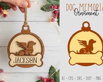 Memorial para Perro Ángel - Diseño personalizado de mascota alada y hueso en formato SVG y PNG / Para camisetas, tazas, decoración de pared y recuerdos.