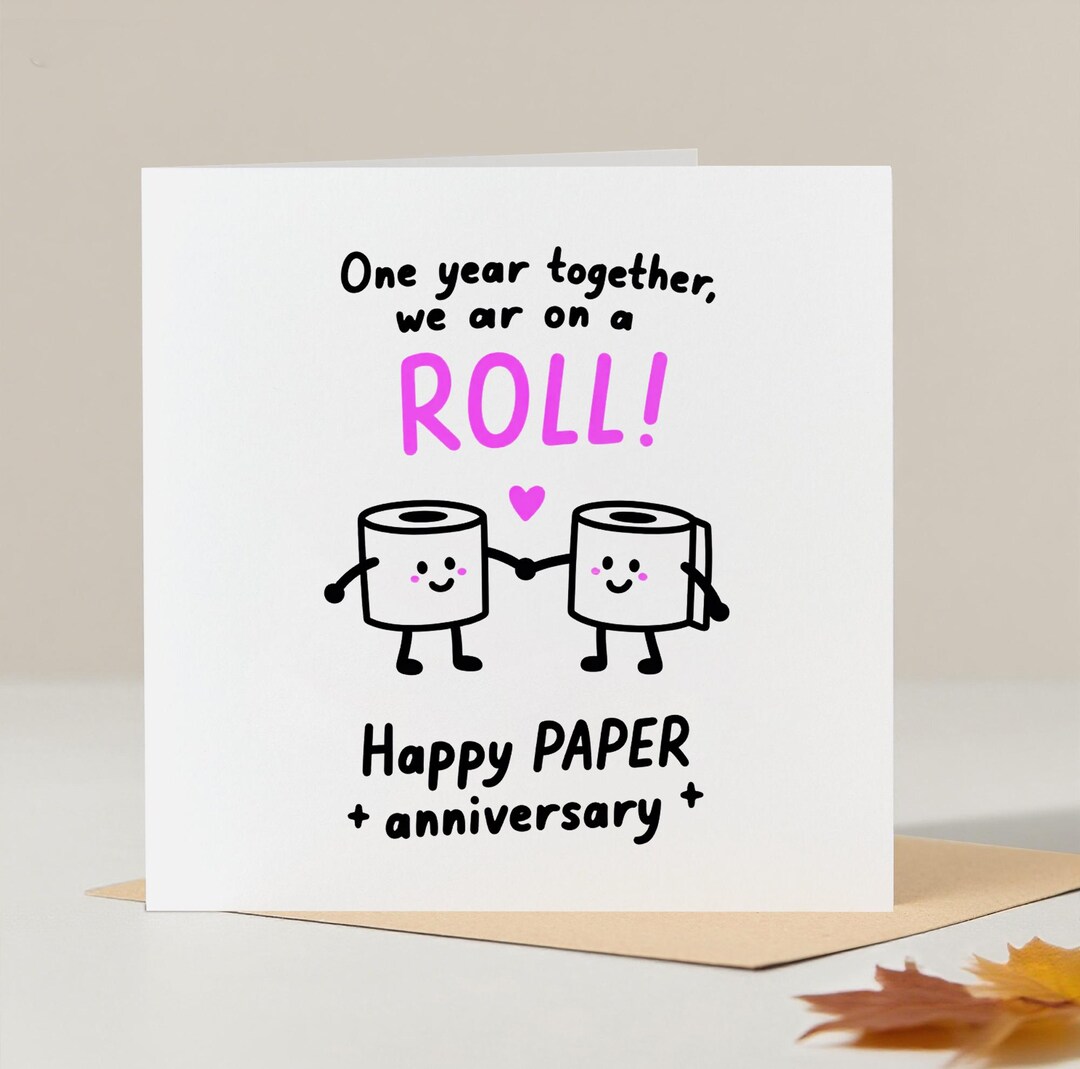 Funny 1st Anniversary Card - We're on A Roll - Paper Anniversary Card ...