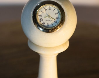 Handcrafted Marble Pillar Table Clock