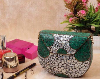 Pochette en pierre de nacre, sac de soirée de mariage de luxe