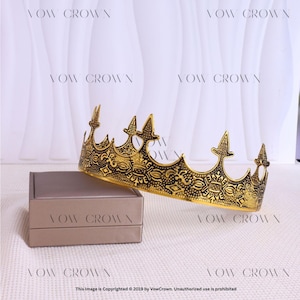 Medieval King Crown – Gold Gothic Crown for Men – Royal Costume Headpiece – Antique Gold Crown for Men – Renaissance King Crown – Cosplay