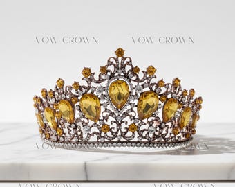 Handmade Sapphire Crystal Crown: Victorian Bronze Copper 