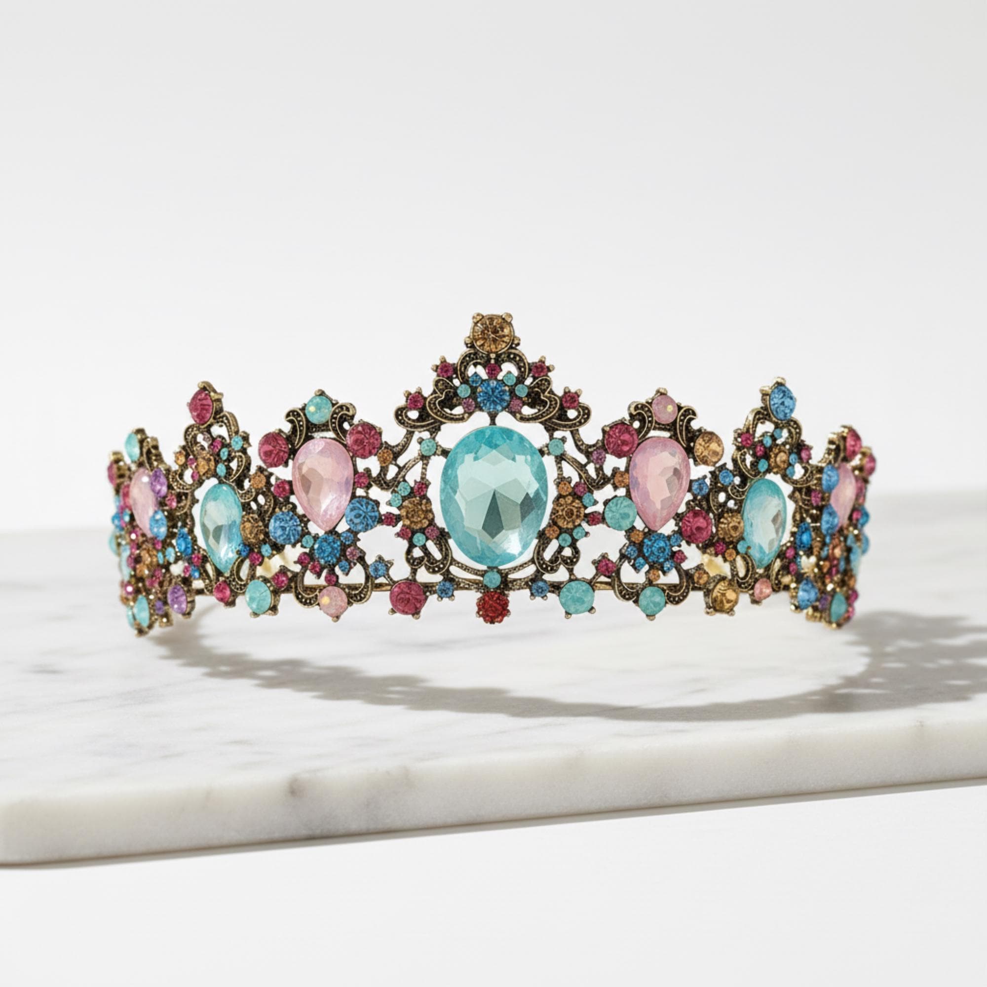 Elegant Silver and Multicolor Gemstone Tiara Sef49a29633e14725a9d5c6a6641ee  main image 3