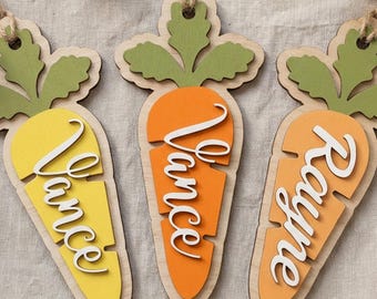 Personalized Easter Basket Tag, Carrot Name Tag, Easter Basket Decor, Bunny Name Tag, Kids Easter Gifts, Spring Farmhouse Easter Gift Tag