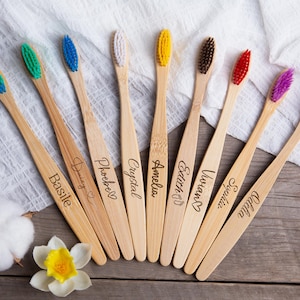 Custom Sustainable Bamboo Toothbrush for Adults And Children, Gift for Family and Friends, Custom Personalized Toothbrush Gift for Her & Him