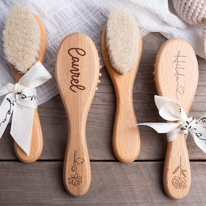 Personalized Baby Brush & Comb Set: Engraved Wooden Newborn Gift