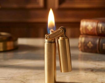 Encendedor de latón vintage para hombre y mujer, encendedor de metal retro de doble barril para padrinos de boda.