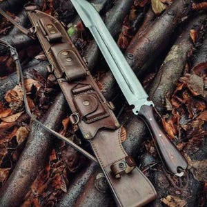Hand-Forged 5160 Spring Steel Machete | Full Tang Hunting & Bushcraft Knife | Outdoor Survival Tool with Leather Sheath | Gift for Him