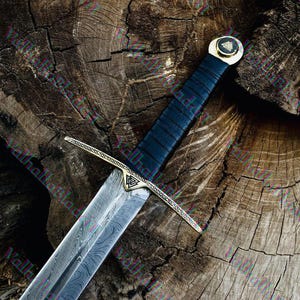 Hand Forged Damascus Steel Viking Sword: Rosewood Handle, 39&quot;