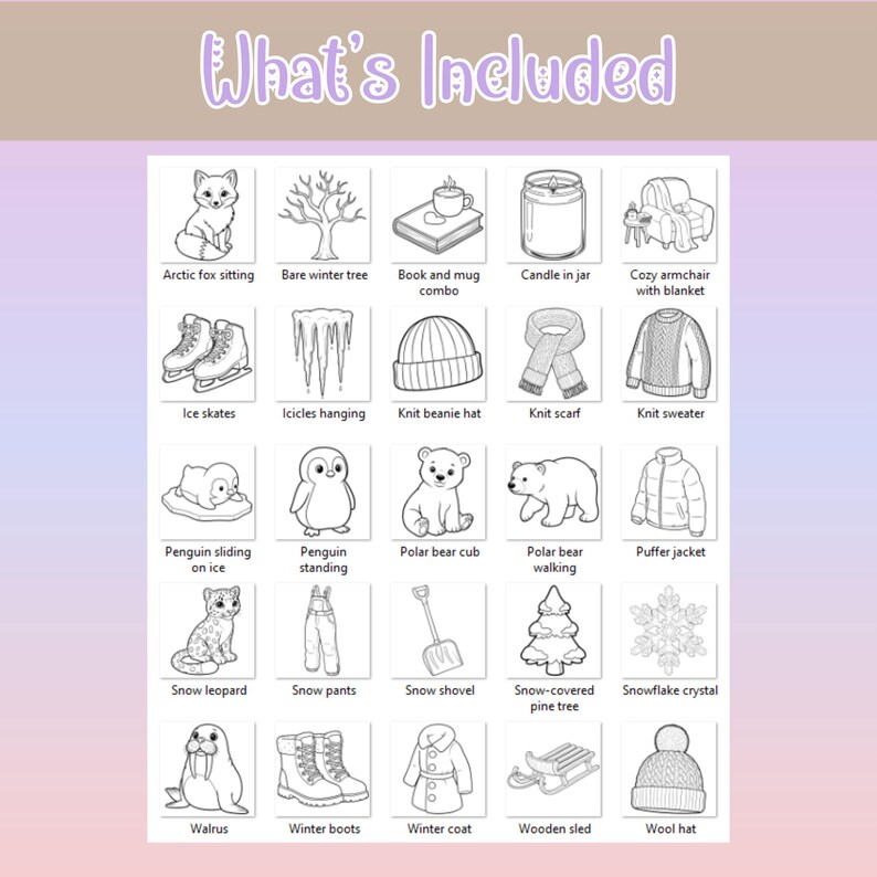 Winter Coloring Pages for Kids PDF, Cozy Snow Snowman Animals Winter ...