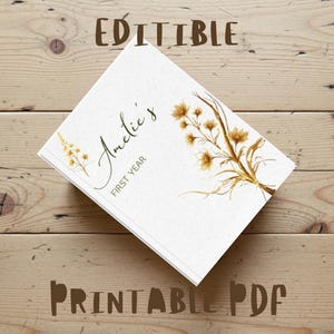 Personalized Baby&#39;s First Year Journal,Floral Custom Baby Memory Book,Gift for parents,Journal for newborn,Named baby book,baby shower gift
